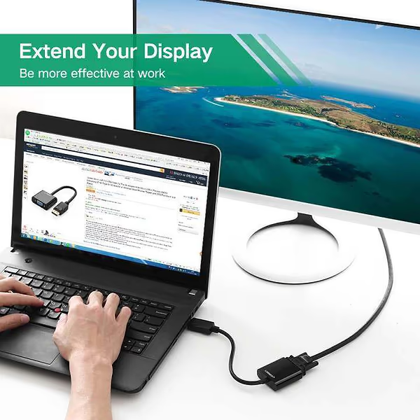 Адаптер UGREEN DP109 DisplayPort to VGA Converter DP Male → VGA Female Black